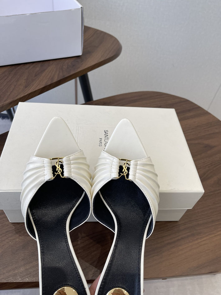 最高級サンローランスーパーコピー YSL 2026 新作 バビロン ミュール スムースレザー シューズ ホワイト 2630677 サンダル ヒール 可愛い - 画像 (7)