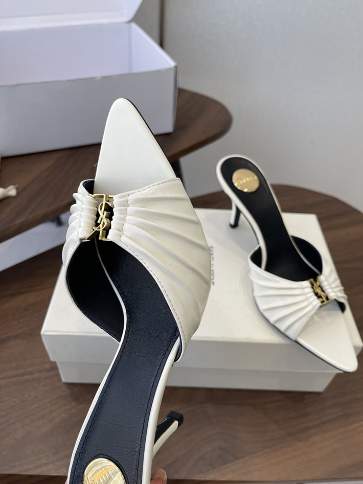 最高級サンローランスーパーコピー YSL 2026 新作 バビロン ミュール スムースレザー シューズ ホワイト 2630677 サンダル ヒール 可愛い - 画像 (6)