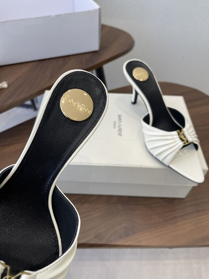 最高級サンローランスーパーコピー YSL 2026 新作 バビロン ミュール スムースレザー シューズ ホワイト 2630677 サンダル ヒール 可愛い - 画像 (5)