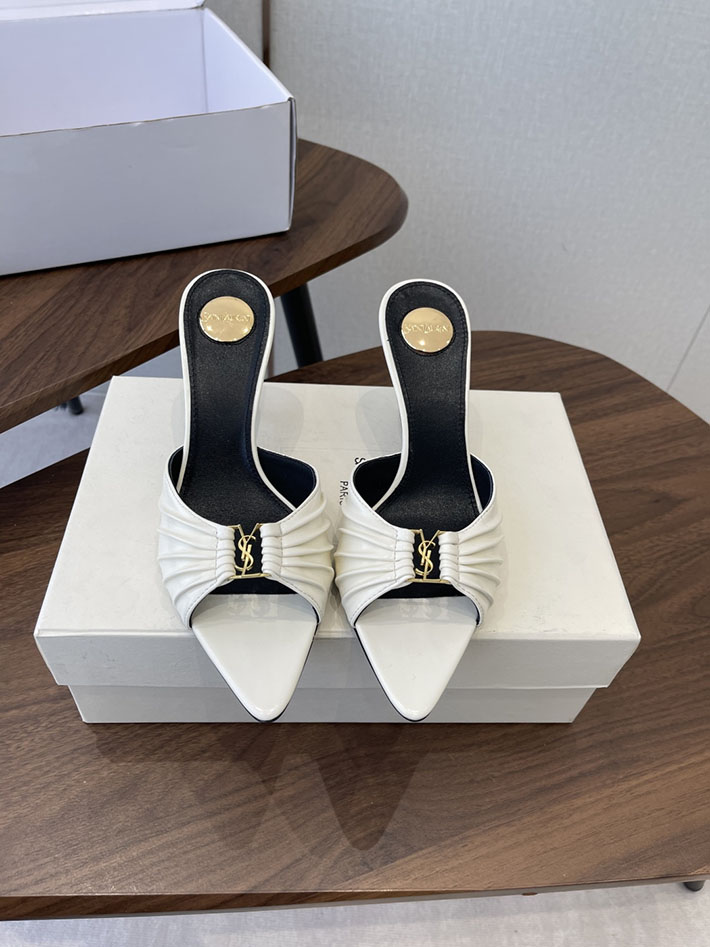 最高級サンローランスーパーコピー YSL 2026 新作 バビロン ミュール スムースレザー シューズ ホワイト 2630677 サンダル ヒール 可愛い - 画像 (3)