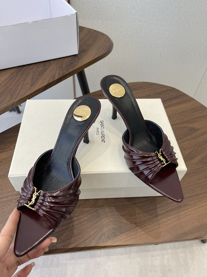 最高級サンローランスーパーコピー YSL 2026 新作 バビロン ミュール スムースレザー シューズ ワインレッド 2630678 サンダル ヒール 厚底 - 画像 (8)