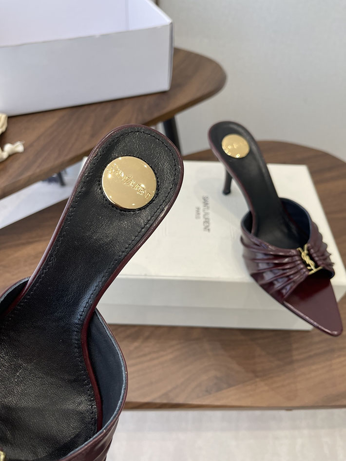最高級サンローランスーパーコピー YSL 2026 新作 バビロン ミュール スムースレザー シューズ ワインレッド 2630678 サンダル ヒール 厚底 - 画像 (6)