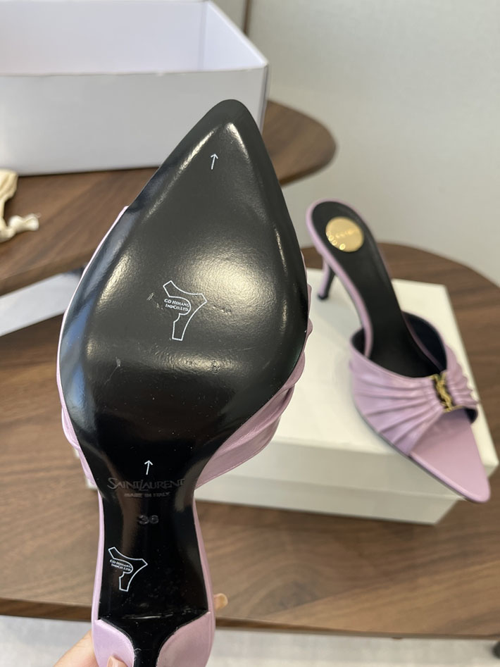 最高級サンローランスーパーコピー YSL 2026 新作 バビロン ミュール スムースレザー シューズ ピンク 2630679 ヒール サンダル おしゃれ - 画像 (4)