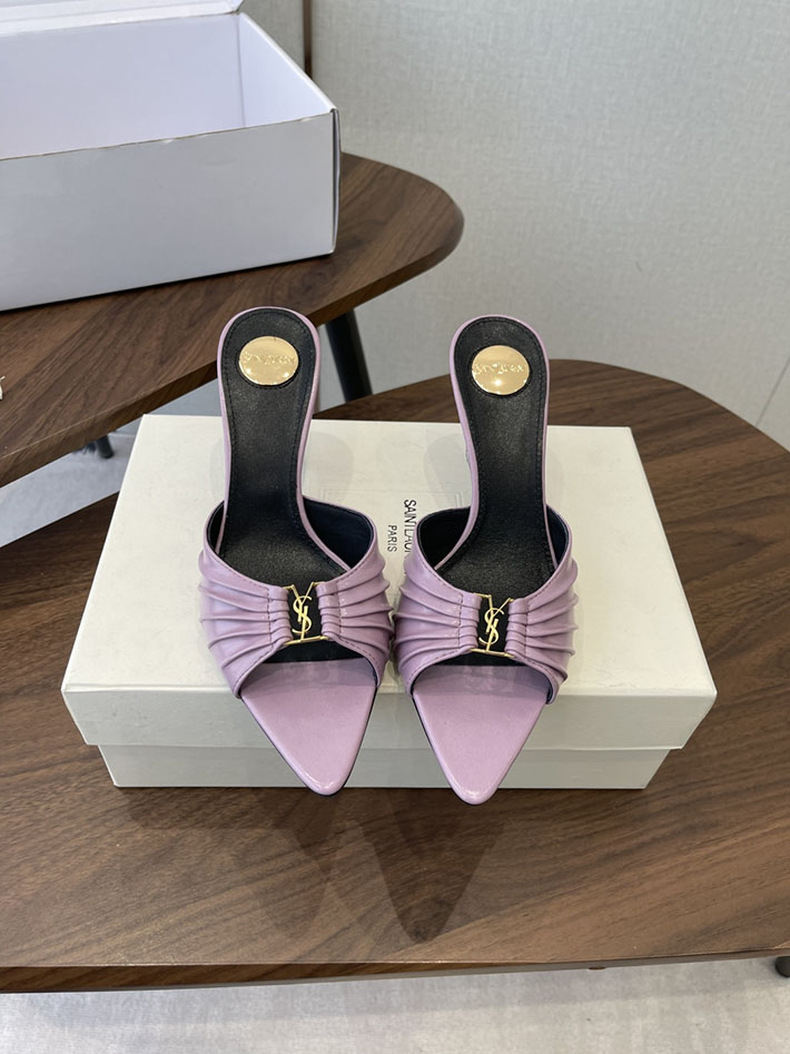 最高級サンローランスーパーコピー YSL 2026 新作 バビロン ミュール スムースレザー シューズ ピンク 2630679 ヒール サンダル おしゃれ - 画像 (3)