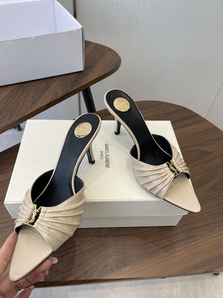 最高級サンローランスーパーコピー YSL 2026 新作 バビロン ミュール スムースレザー シューズ ベージュ 2630680 ミュール サンダル ヒール - 画像 (9)