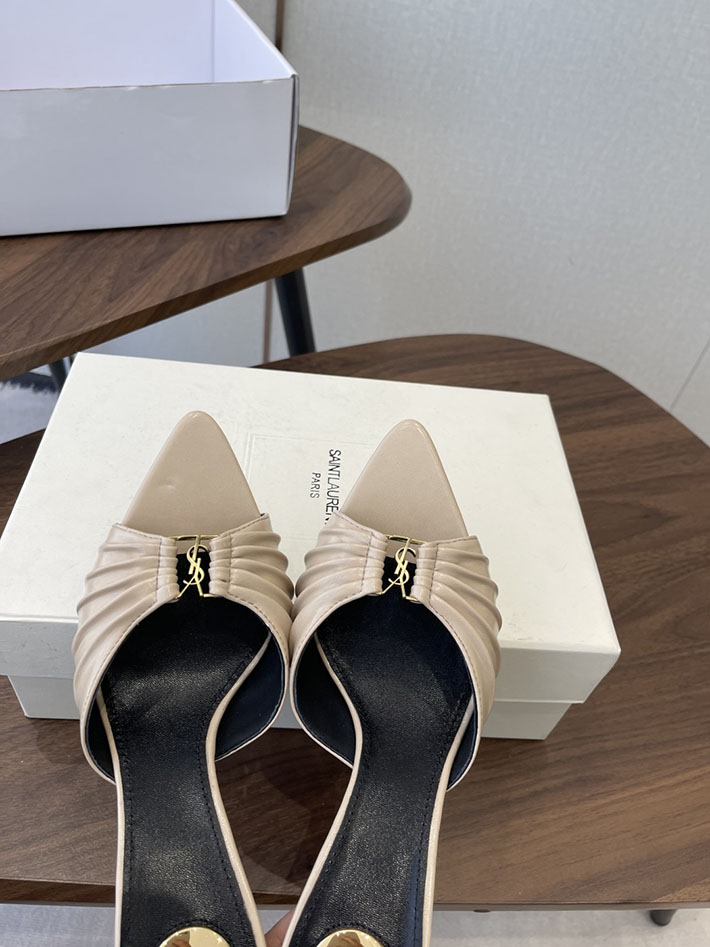 最高級サンローランスーパーコピー YSL 2026 新作 バビロン ミュール スムースレザー シューズ ベージュ 2630680 ミュール サンダル ヒール - 画像 (8)