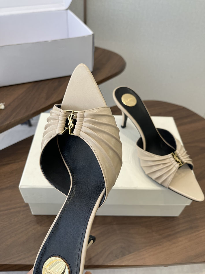 最高級サンローランスーパーコピー YSL 2026 新作 バビロン ミュール スムースレザー シューズ ベージュ 2630680 ミュール サンダル ヒール - 画像 (7)