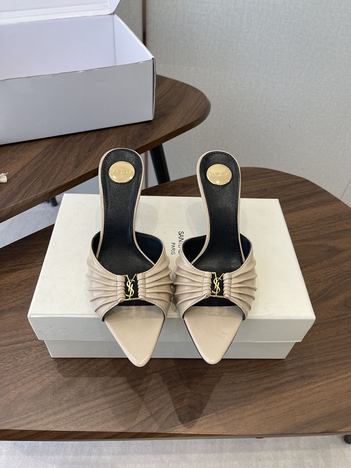 最高級サンローランスーパーコピー YSL 2026 新作 バビロン ミュール スムースレザー シューズ ベージュ 2630680 ミュール サンダル ヒール - 画像 (3)