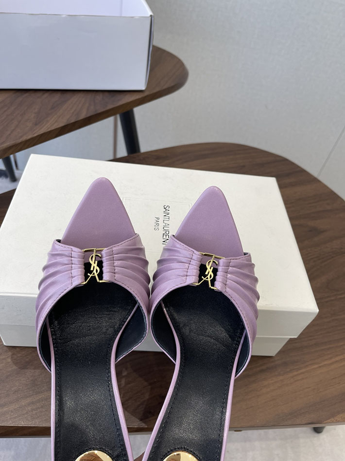 最高級サンローランスーパーコピー YSL 2026新作 95mmヒール バビロン ミュール スムースレザー ピンク 2630683 ミュールサンダル ヒール - 画像 (8)