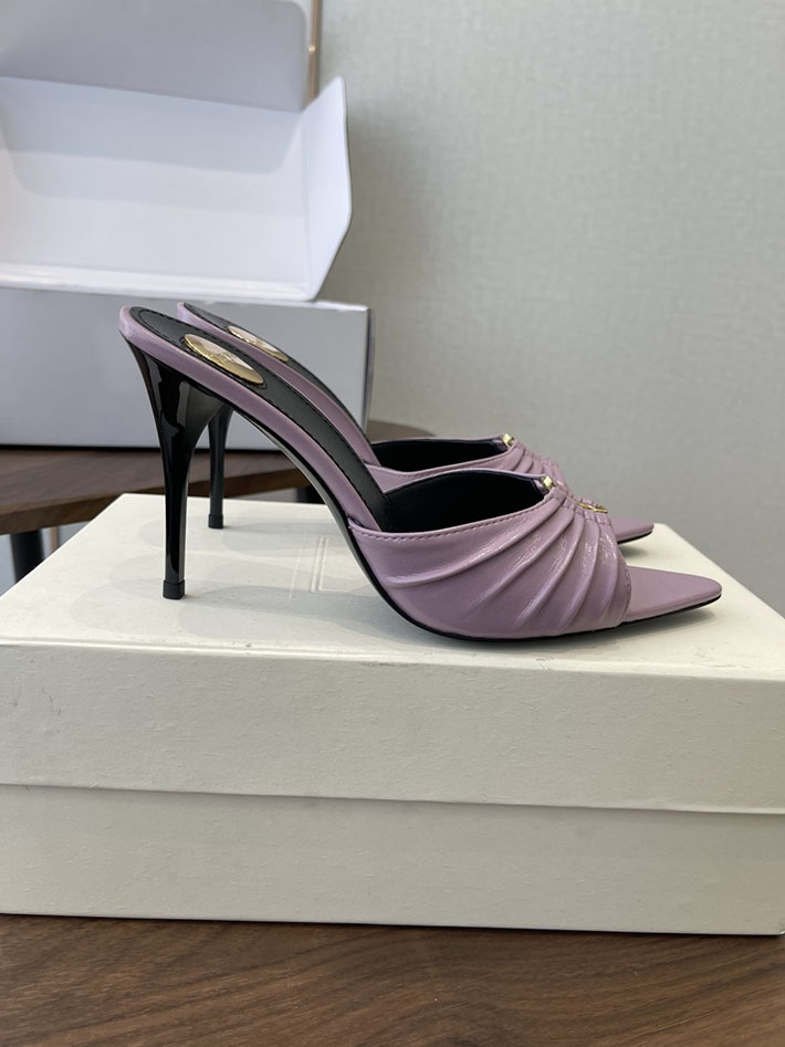 最高級サンローランスーパーコピー YSL 2026新作 95mmヒール バビロン ミュール スムースレザー ピンク 2630683 ミュールサンダル ヒール - 画像 (2)