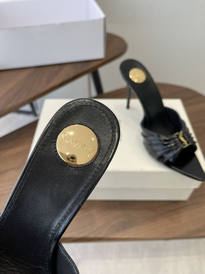 最高級サンローランスーパーコピー YSL 2026新作 95mmヒール バビロン ミュール スムースレザー ブラック 2630684 ミュール ヒール レディース - 画像 (6)