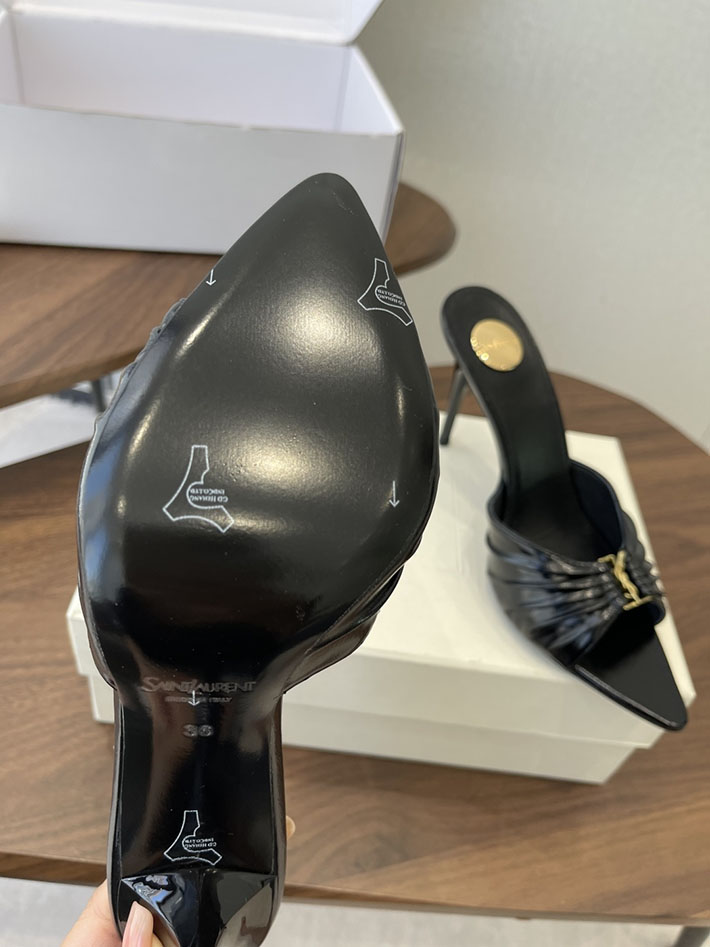 最高級サンローランスーパーコピー YSL 2026新作 95mmヒール バビロン ミュール スムースレザー ブラック 2630684 ミュール ヒール レディース - 画像 (4)