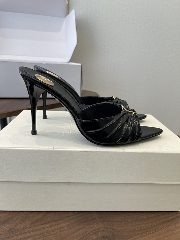 最高級サンローランスーパーコピー YSL 2026新作 95mmヒール バビロン ミュール スムースレザー ブラック 2630684 ミュール ヒール レディース - 画像 (2)