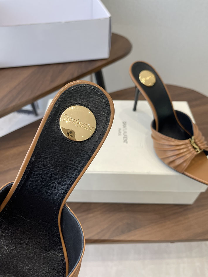 最高級サンローランスーパーコピー YSL 2026新作 95mmヒール バビロン ミュール スムースレザー ブラウン 2630685 ヒールミュール ポインテッドトゥ きれいめ - 画像 (6)