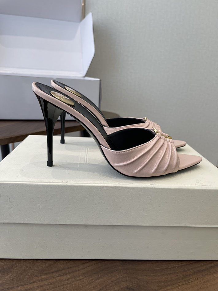 最高級サンローランスーパーコピー YSL 2026新作 95mmヒール バビロン ミュール スムースレザー ピンク 2630686 ミュールサンダル ヒール 太ヒール 歩きやすい - 画像 (2)