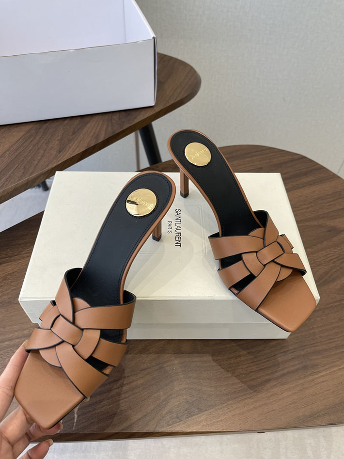 最高級サンローランスーパーコピー YSL 2026 新作 Pre-Loved サンダル レディース ヒール高め ブラウン 2630689 ヒール 可愛い ブランド - 画像 (8)