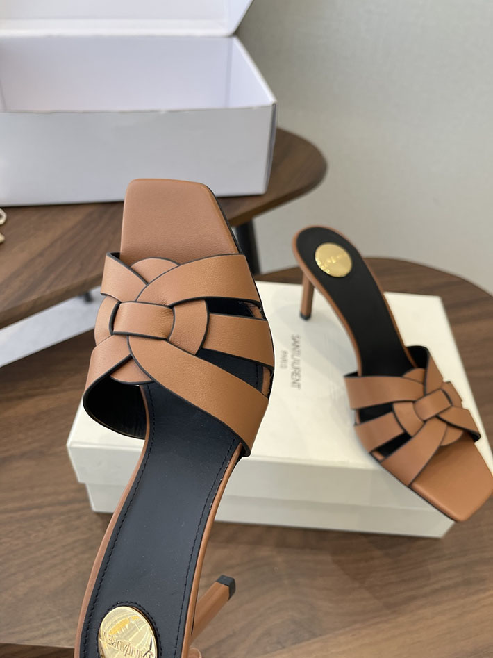 最高級サンローランスーパーコピー YSL 2026 新作 Pre-Loved サンダル レディース ヒール高め ブラウン 2630689 ヒール 可愛い ブランド - 画像 (6)