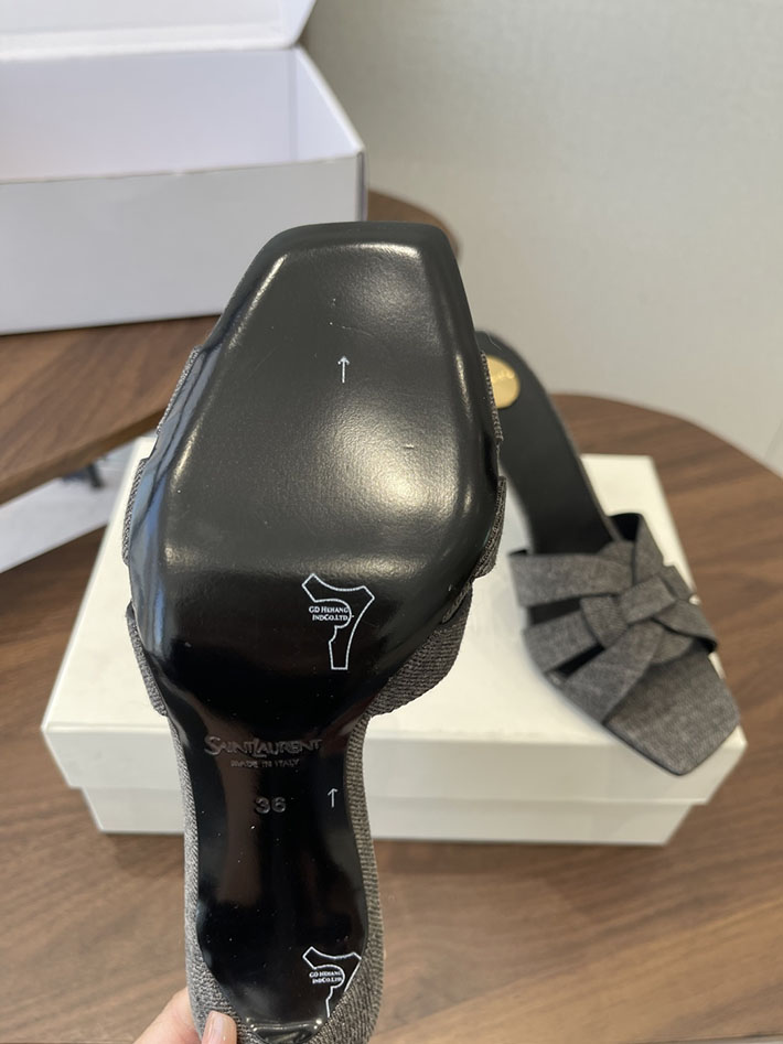 最高級サンローランスーパーコピー YSL 2026 新作 Pre-Loved サンダル レディース ヒール高め グレー 2630696 サンダル レディース 歩きやすい - 画像 (4)