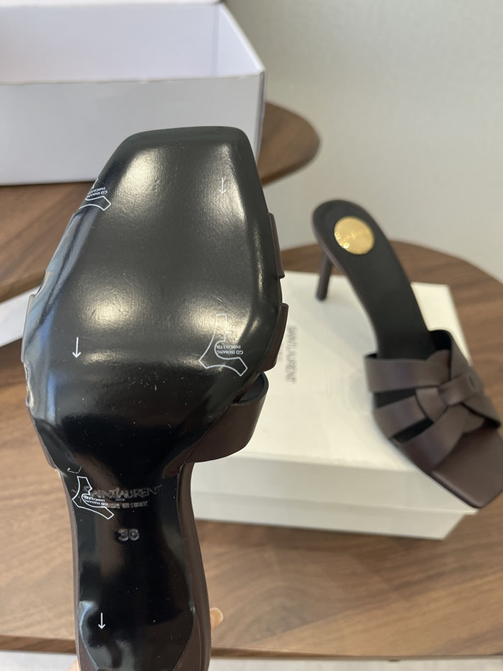 最高級サンローランスーパーコピー YSL 2026 新作 Pre-Loved サンダル レディース ヒール高め 茶色 2630700 夏用 サンダル レディース おしゃれ - 画像 (4)