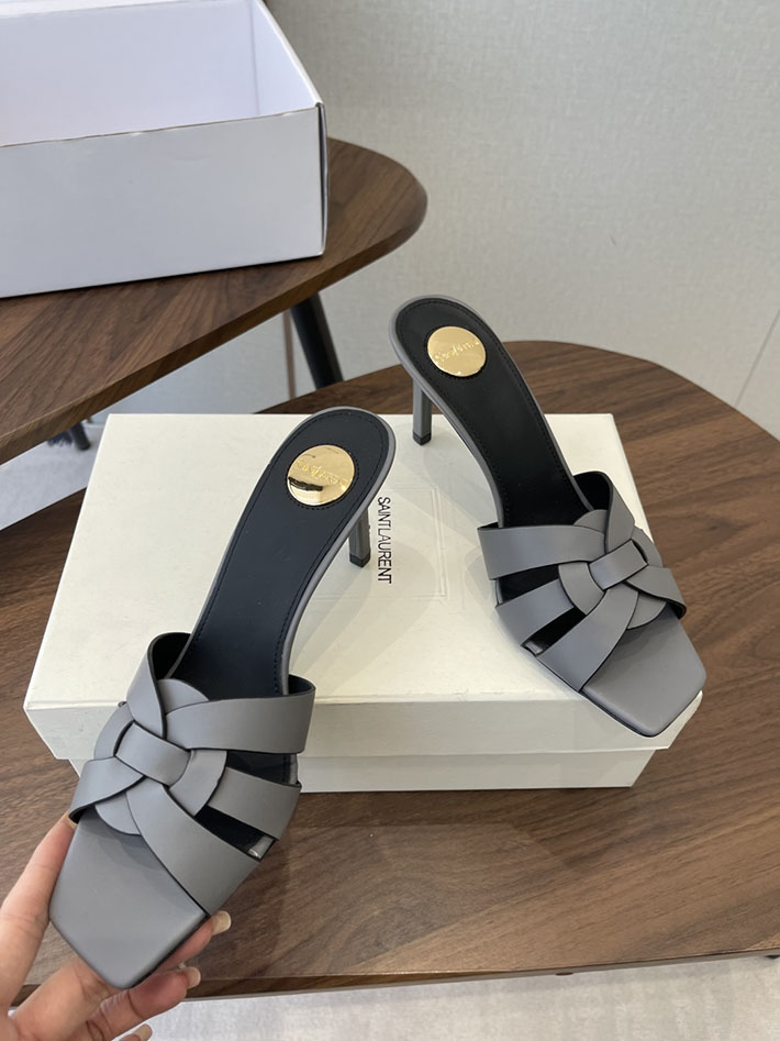 最高級サンローランスーパーコピー YSL 2026 新作 Pre-Loved サンダル レディース ヒール高め グレー 2630701 夏サンダル レディース 歩きやすい - 画像 (8)