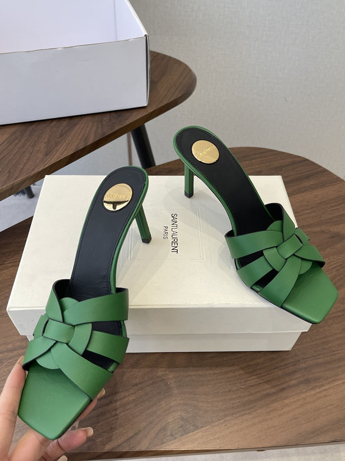最高級サンローランスーパーコピー YSL 2026 新作 Pre-Loved サンダル レディース ヒール高め グリーン 2630705 レディース サンダル 人気ブランド - 画像 (7)