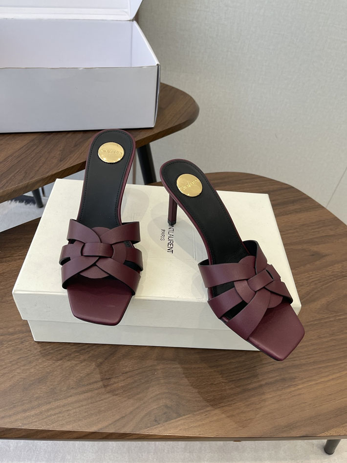 最高級サンローランスーパーコピー YSL 2026 新作 Pre-Loved サンダル レディース ヒール高め ワインレッド 2630706 夏 サンダル レディース ブランド - 画像 (9)