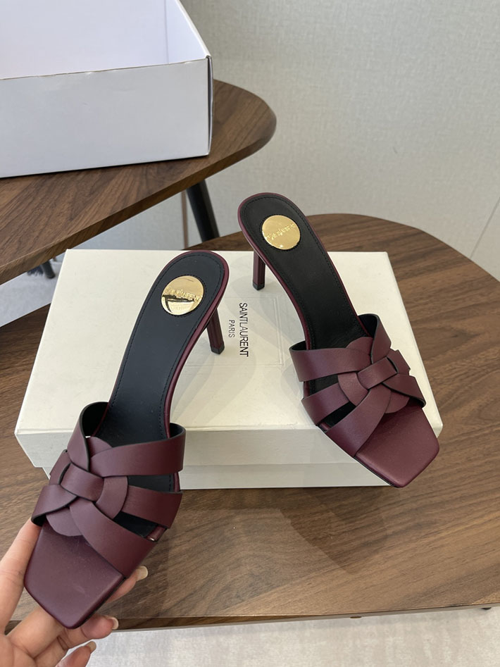 最高級サンローランスーパーコピー YSL 2026 新作 Pre-Loved サンダル レディース ヒール高め ワインレッド 2630706 夏 サンダル レディース ブランド - 画像 (8)