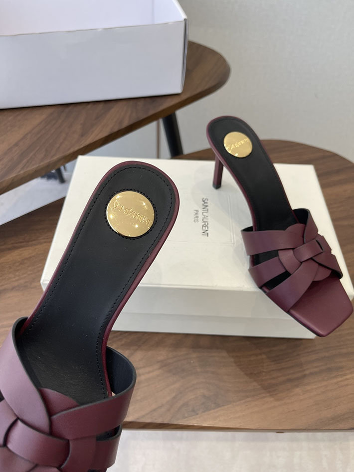 最高級サンローランスーパーコピー YSL 2026 新作 Pre-Loved サンダル レディース ヒール高め ワインレッド 2630706 夏 サンダル レディース ブランド - 画像 (6)