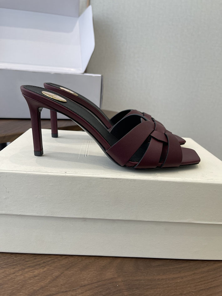 最高級サンローランスーパーコピー YSL 2026 新作 Pre-Loved サンダル レディース ヒール高め ワインレッド 2630706 夏 サンダル レディース ブランド - 画像 (2)