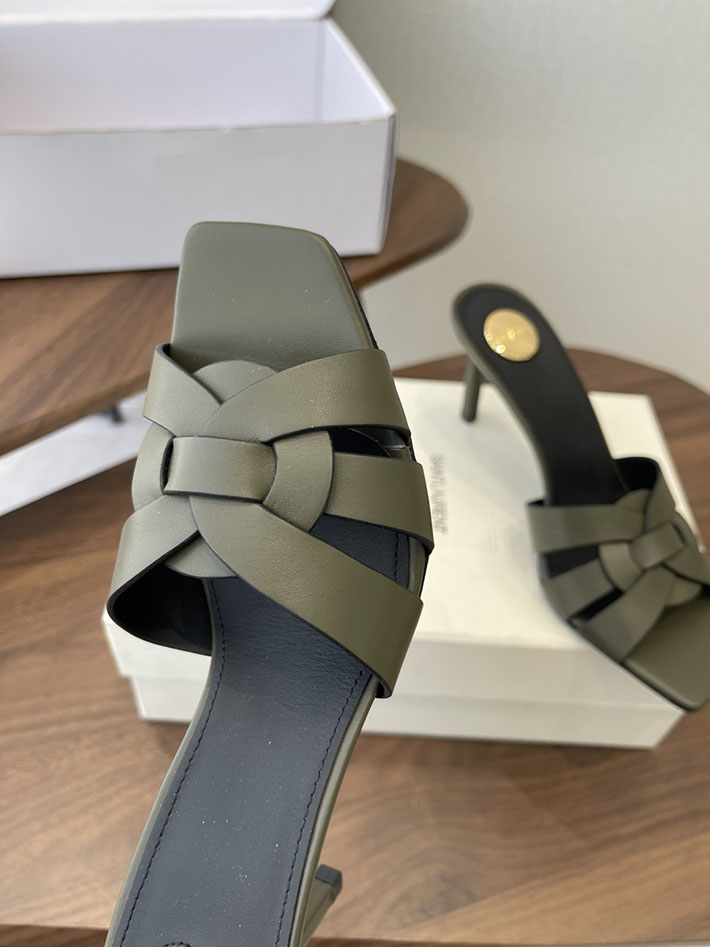 最高級サンローランスーパーコピー YSL 2026 新作 Pre-Loved サンダル レディース ヒール高め カーキ 2630707 サン ローラン 靴 レディース - 画像 (7)