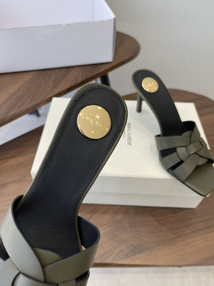 最高級サンローランスーパーコピー YSL 2026 新作 Pre-Loved サンダル レディース ヒール高め カーキ 2630707 サン ローラン 靴 レディース - 画像 (6)