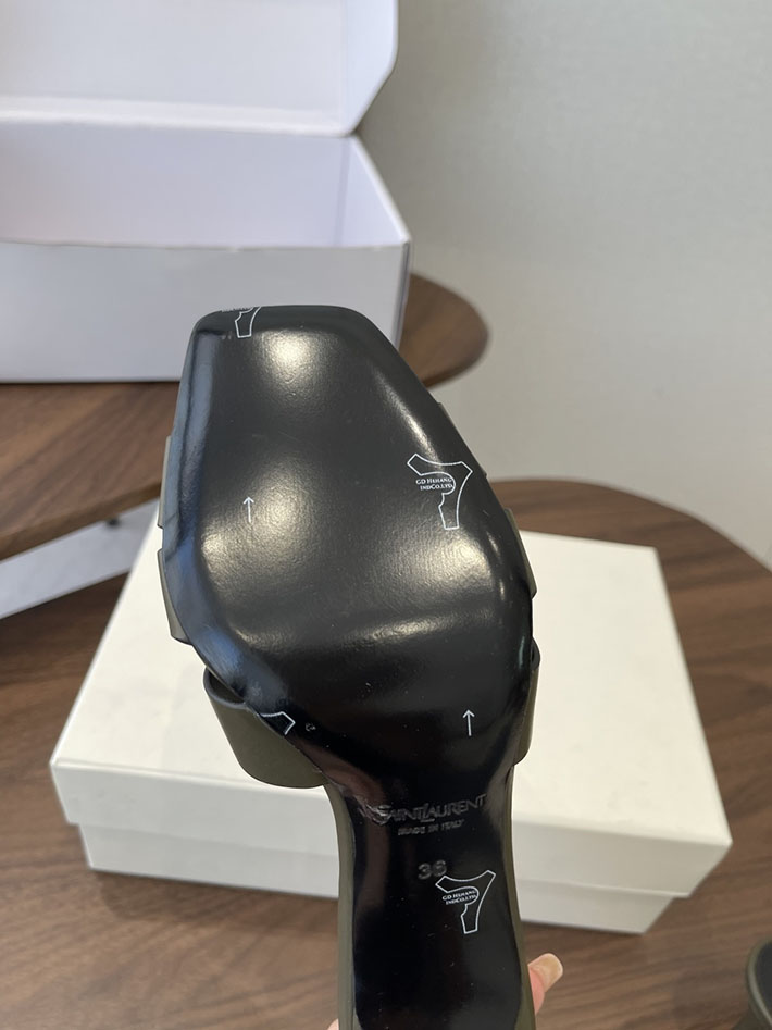最高級サンローランスーパーコピー YSL 2026 新作 Pre-Loved サンダル レディース ヒール高め カーキ 2630707 サン ローラン 靴 レディース - 画像 (4)