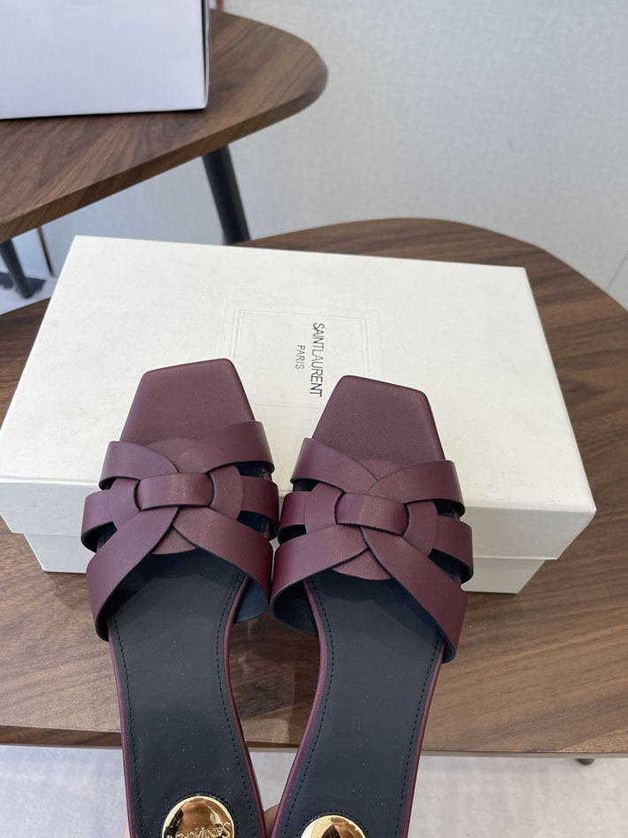 最高級サンローランスーパーコピー YSL 2026 新作 tribute MULES in patent leather ワインレッド 2630714 サンローラン サンダル 安い - 画像 (8)