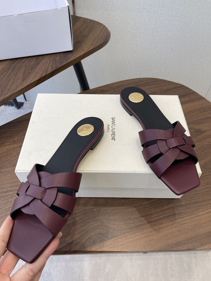 最高級サンローランスーパーコピー YSL 2026 新作 tribute MULES in patent leather ワインレッド 2630714 サンローラン サンダル 安い - 画像 (7)