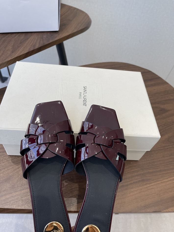 最高級サンローランスーパーコピー YSL 2026 新作 tribute MULES in patent leather ワインレッド 2630724 靴 安い 大阪 - 画像 (7)