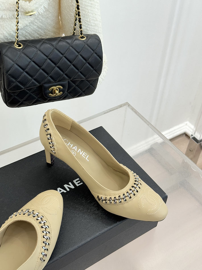 最高級シャネルスーパーコピー CHANEL CC ココマーク チェーン 靴 シューズ ヒール パンプス レザー ベージュ 2630877 シャネル パンプス ベージュ - 画像 (7)