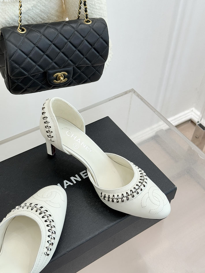 最高級シャネルスーパーコピー CHANEL サイドオープン チェーントリム パンプス ココマーク ホワイト 2630883 シャネル 靴 アウトレット - 画像 (8)