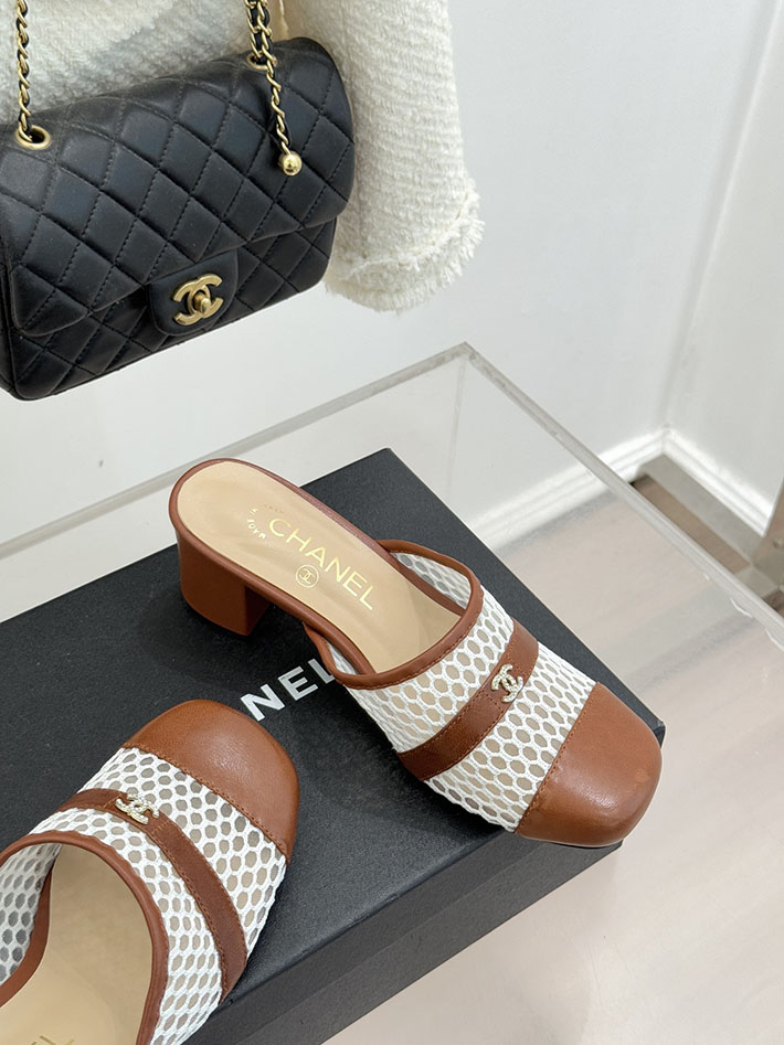 最高級シャネルスーパーコピー CHANEL ミュール サンダルギンガムチェック レザー 靴 ブラウン 2630907 シャネルビーチサンダル - 画像 (7)