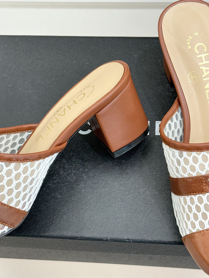 最高級シャネルスーパーコピー CHANEL ミュール サンダルギンガムチェック レザー 靴 ブラウン 2630907 シャネルビーチサンダル - 画像 (6)