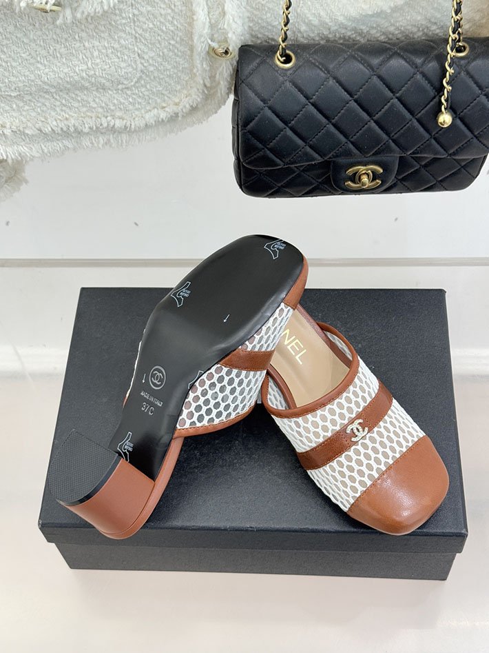 最高級シャネルスーパーコピー CHANEL ミュール サンダルギンガムチェック レザー 靴 ブラウン 2630907 シャネルビーチサンダル - 画像 (2)