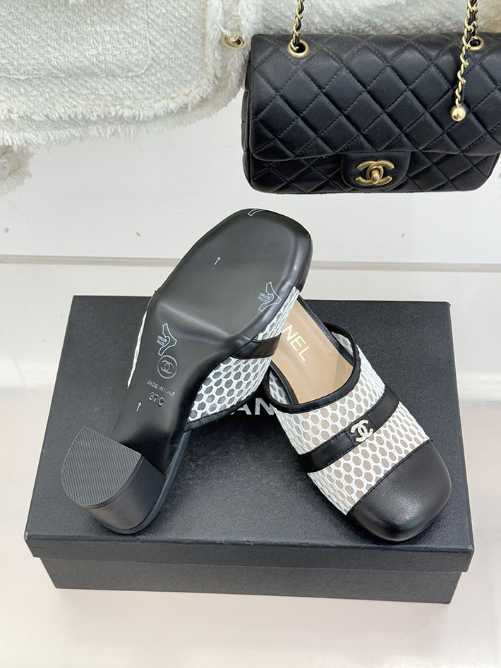 最高級シャネルスーパーコピー CHANEL ミュール サンダルギンガムチェック レザー 靴 ブラック 2630908 シャネル新作サンダル - 画像 (2)