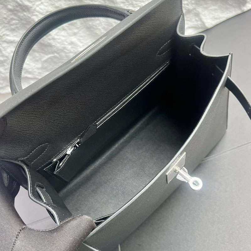 エルメス ケリー28の通販 HERMES ケリー28 外縫い ブラック ヴォーエプソン シルバー金具 H042343CK89 エルメス ケリー28 外縫い - 画像 (3)