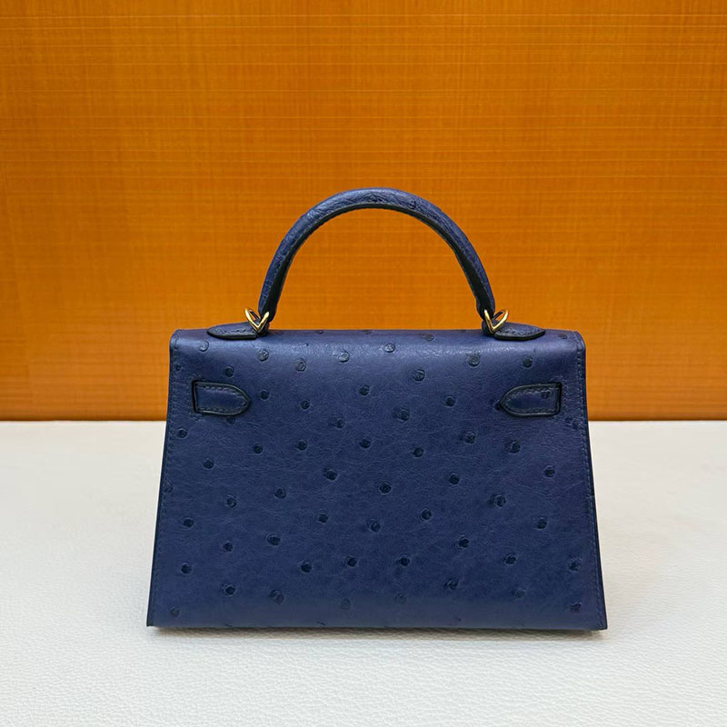 エルメス ケリーミニの通販 HERMES ケリーミニ2 外縫い ブルーサフィール オーストリッチ ゴールド金具 H071946CC73 ケリーミニバッグ - 画像 (9)