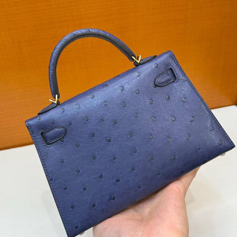 エルメス ケリーミニの通販 HERMES ケリーミニ2 外縫い ブルーサフィール オーストリッチ ゴールド金具 H071946CC73 ケリーミニバッグ - 画像 (7)