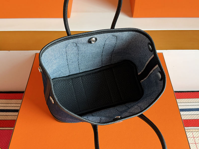 エルメスバッグの通販 HERMES ネオ・ガーデン 23 ブラック/ブルー ネゴンダ/トワルアッシュ シルバー金具 2633049 ガーデンパーティー ミニ - 画像 (6)