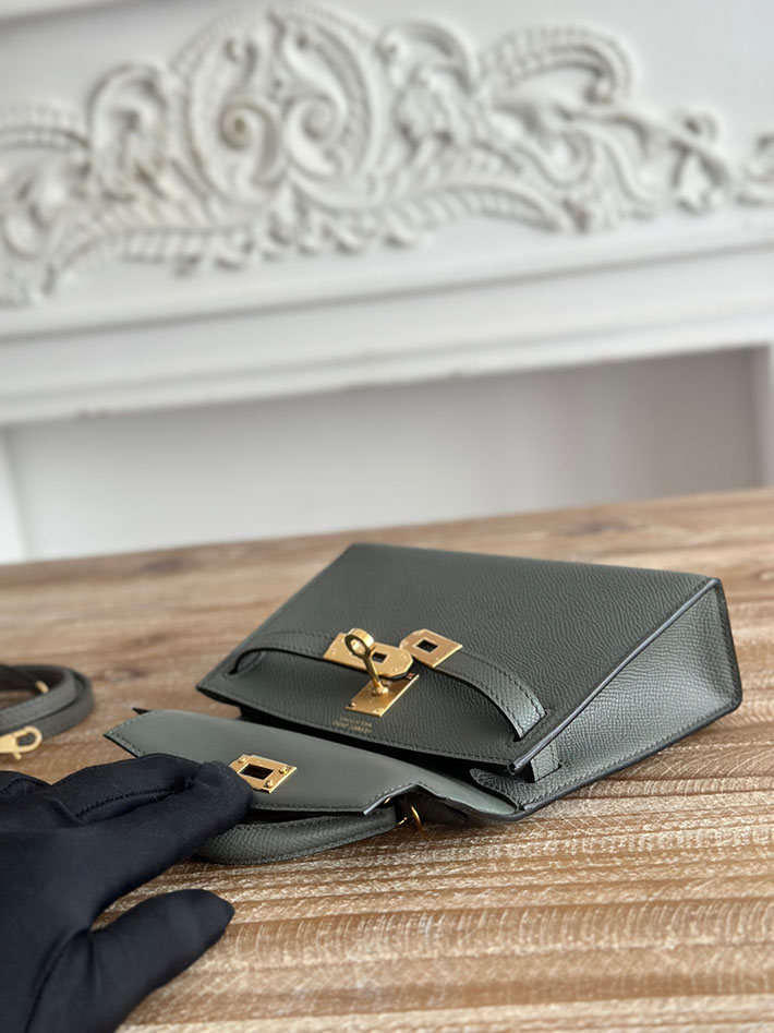エルメス ケリーバッグの定価 HERMES ケリーミニ2 ヴェールアマンド ヴォーエプソン ゴールド金具 H073663CC63 エルメス ケリーバッグ - 画像 (3)