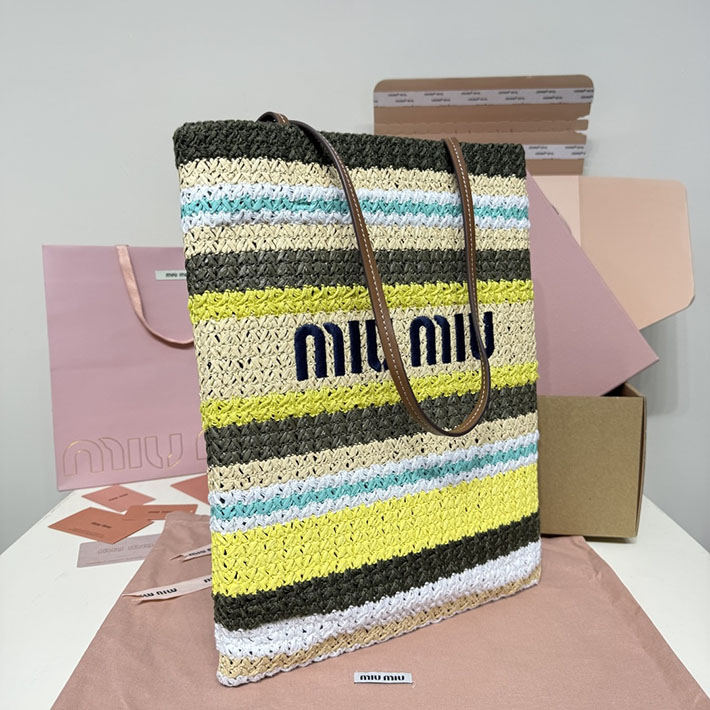 最高級MiuMiuスーパーコピー ミュウミュウ ラフィアエフェクトウーブン トートバッグ 5BG248_2DO3_F04EL MIUMIU トートバッグ アウトレット - 画像 (9)