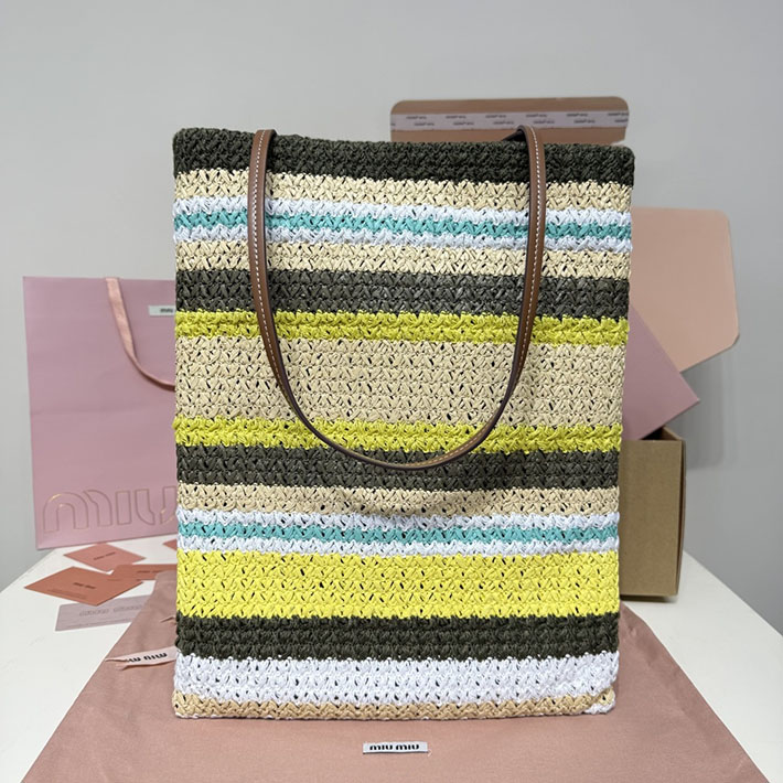最高級MiuMiuスーパーコピー ミュウミュウ ラフィアエフェクトウーブン トートバッグ 5BG248_2DO3_F04EL MIUMIU トートバッグ アウトレット - 画像 (8)