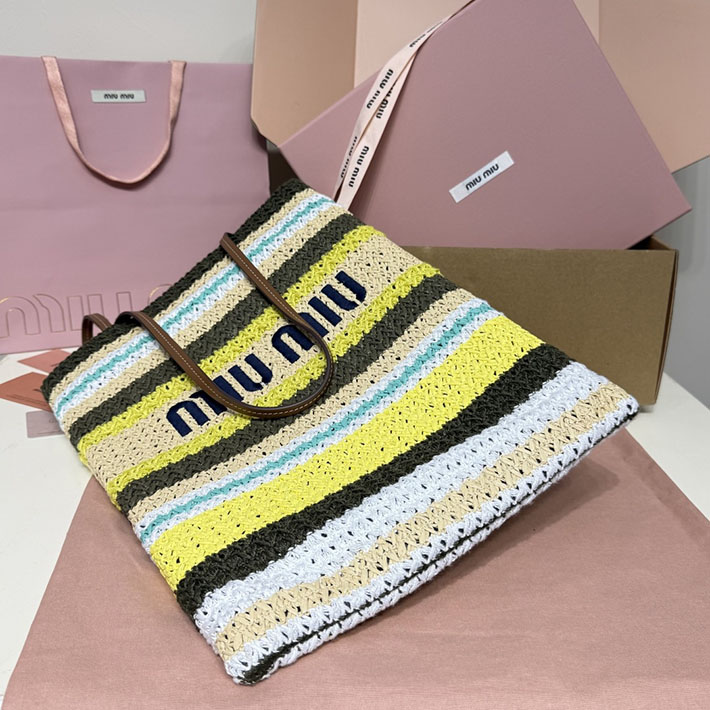 最高級MiuMiuスーパーコピー ミュウミュウ ラフィアエフェクトウーブン トートバッグ 5BG248_2DO3_F04EL MIUMIU トートバッグ アウトレット - 画像 (7)