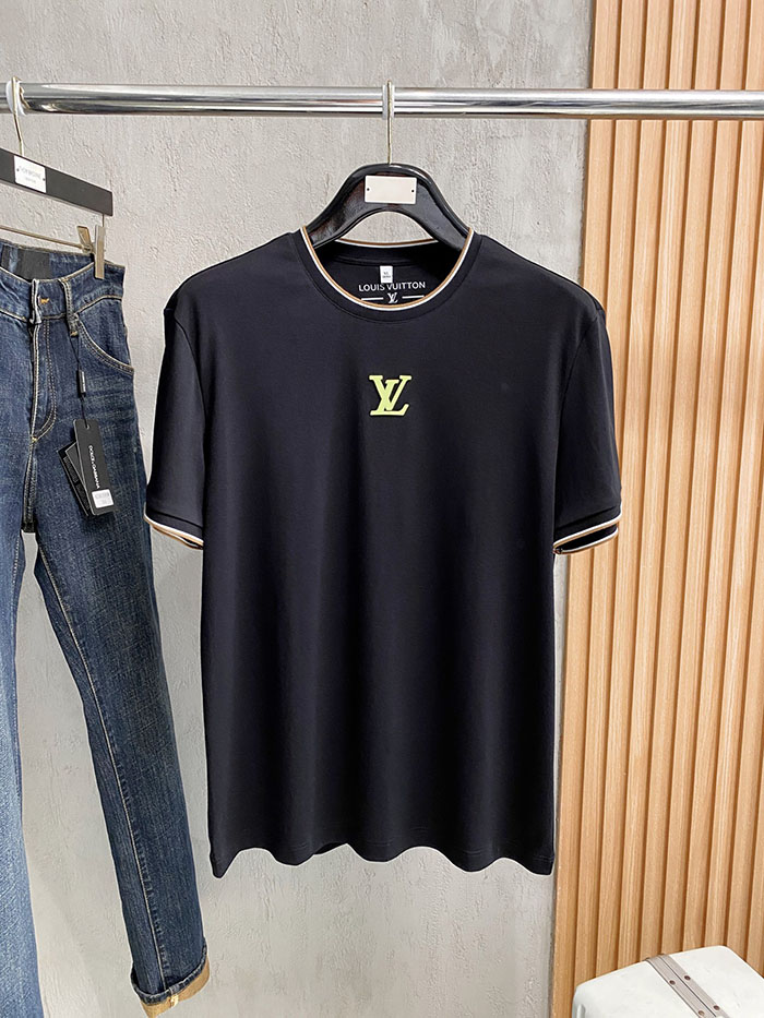 ルイ・ヴィトンの高級カスタムメンズブラックTシャツ